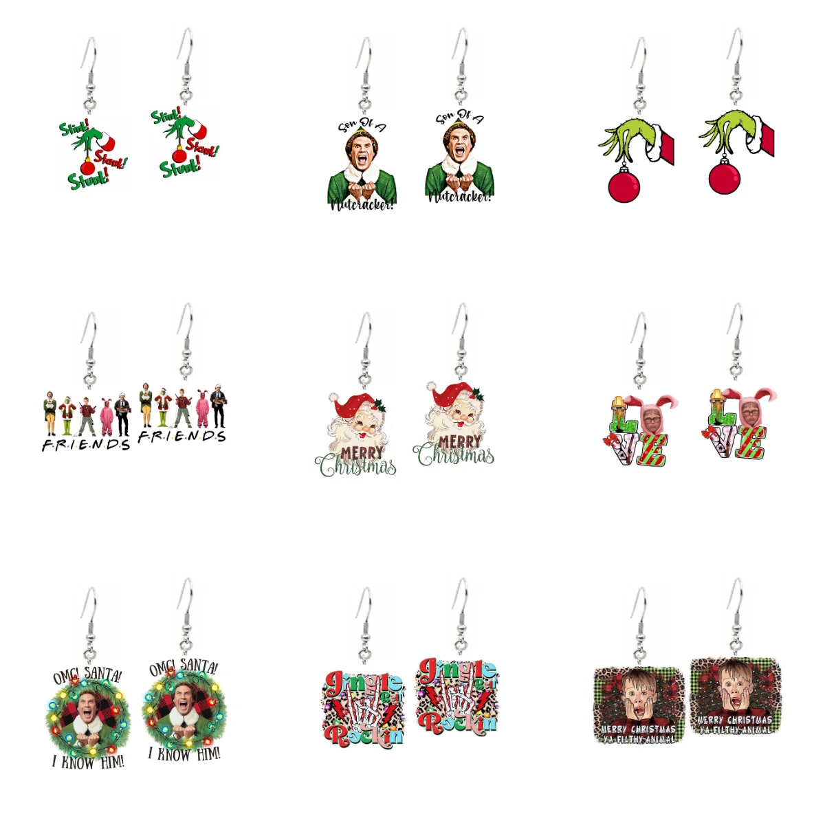 

Merry Christmas Friends Green Hand Child Acrylic Drop Earrings For Women Gift Jewelry Wholesale pendientes серьги 2023 тренд