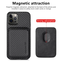 luxury magnetic case with card holder for apple iphone 13 12 pro max mini magsafe wallet soft magnet back cover macsafe funda