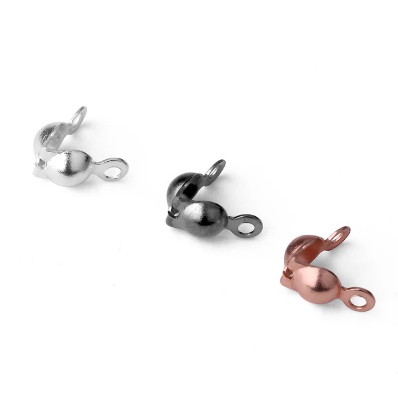 100Pcs Stainless Steel Necklace Chain Connector Clasp Ball Chain Crimps End Beads Findings Black DIY Jewelry Making Accessories