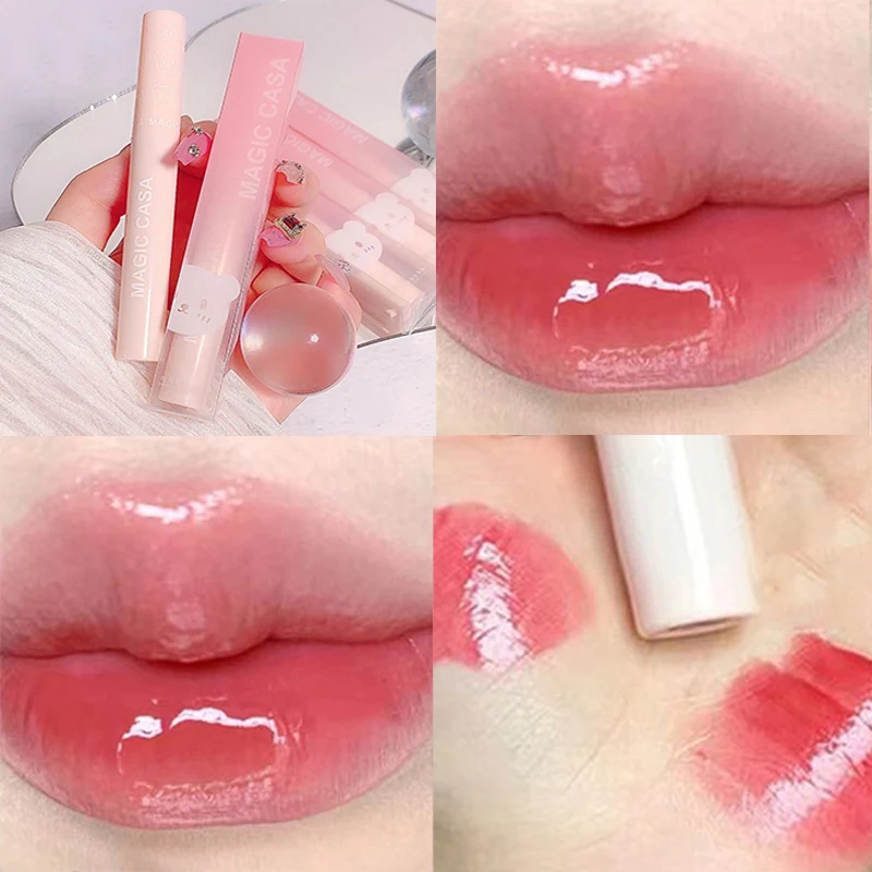

6 Color Waterproof Long Lasting Cute Mirror Lip Glaze Moisturizing Lip Plumper Non-stick Cup Liquid Lipstick Lip Makeup Cosmetic
