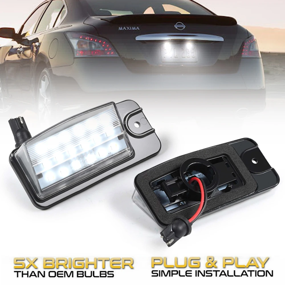 

2Pcs Car LED License Number Plate Light Lamps For Nissan X-Trail T32 Maxima Rogue NV1500 NV2500 NV3500 Murano Altima