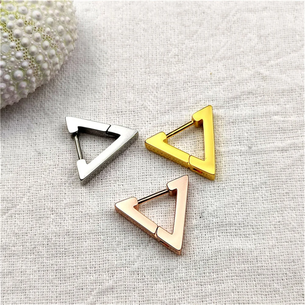 

1 Pair Triangle Unisex Punk Rock Earrings Stainless Steel Women Men Stud Earring Pierced Push-Back Ear Plug Jewelry Gift aretes