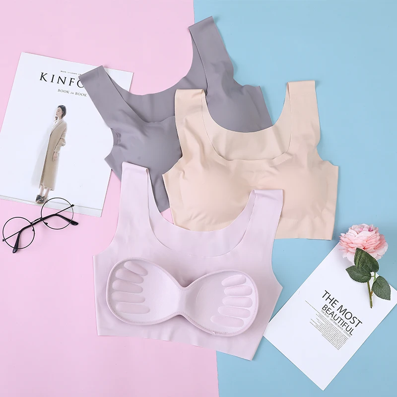 

Women Seamless Bra Tops Camisole Tee Sports Plus Size Bra Vest Underwear T Shirts Push Up Caual Fashion Bra Elastic Comfort