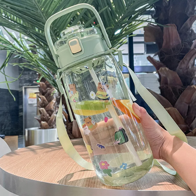 

Большая емкость чайник Портативный ремешок для ручки Пластиковая крышка для чашки для воды фильтр соломенная чашка космическая чашка улич...