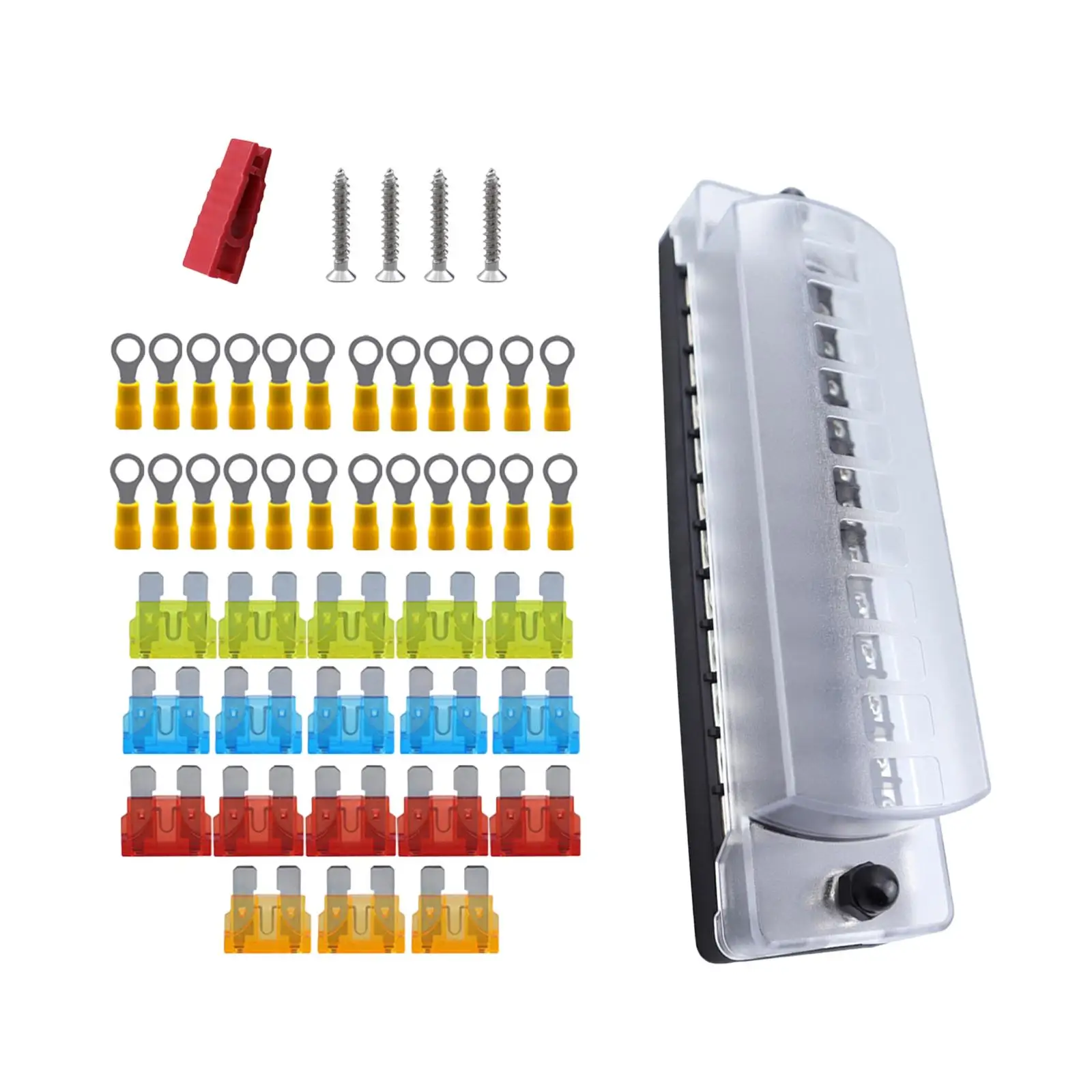 

12 Way Fuse Block with Sticker Labels Fuse Holder for Vehicle Car Truck