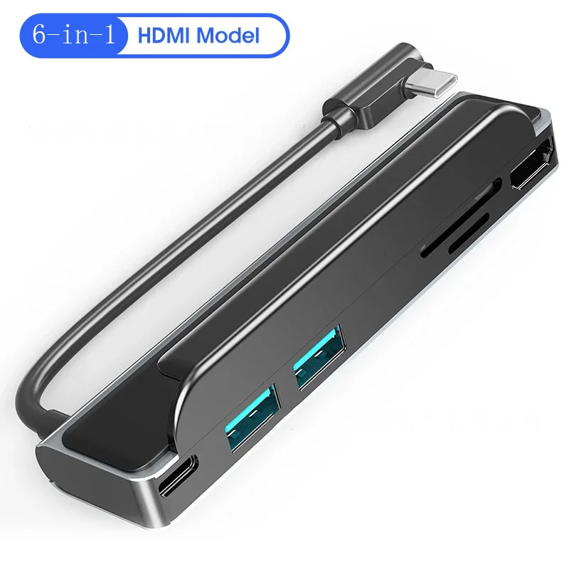 

USB C концентратор HDMI адаптер 6 в 1 USB док-станция стандарта HDMI Sd/TF устройство считывания карт для MacBook Pro ноутбука