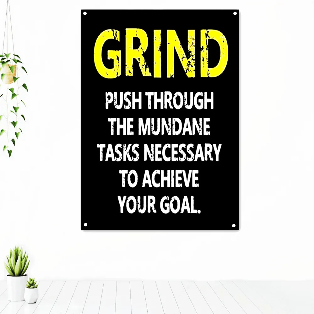 

GRIND. Motivational Life Quotes Banners Flag Canvas Wall Art Poster Success Inspirational Tapestry Print Painting Wall Decor