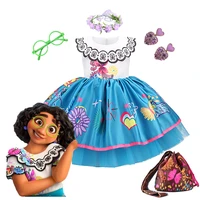 encanto isabella charm girl costume princess dress disney ears headband fancy kids children mirabel madrigal gowns dress vestido