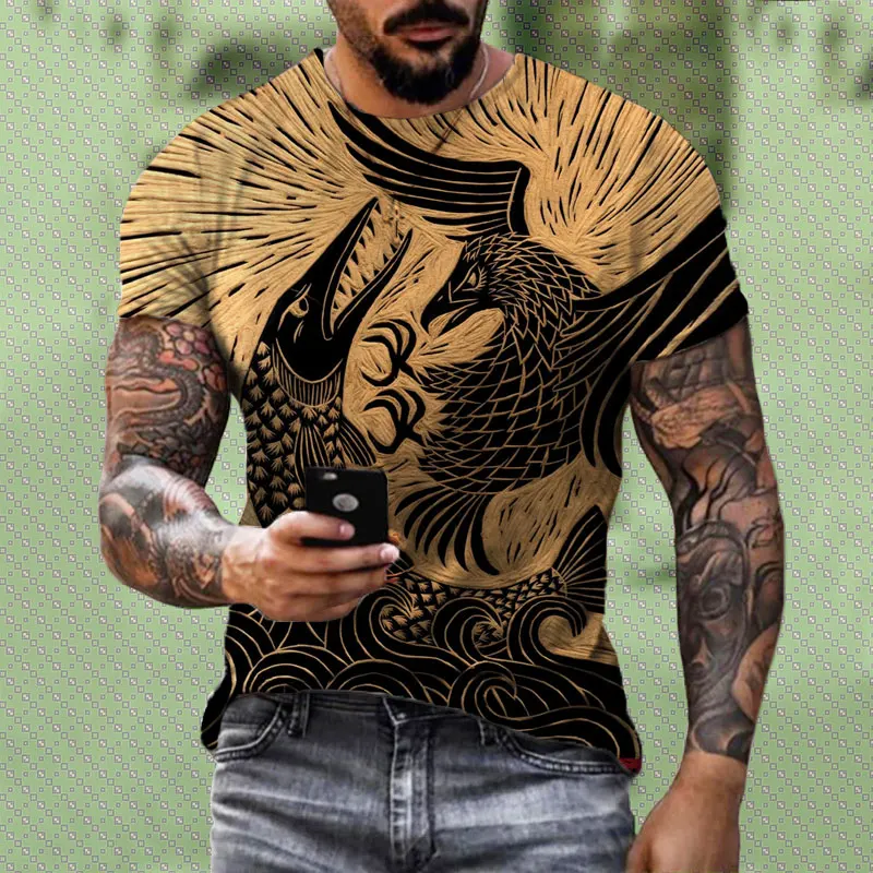 

Summer T-Shirt Men's Summer Casual Short Sleeve T-Shirt 3D Printing Eagle Streetwear T-Shirt Cool Top T-Shirt Men