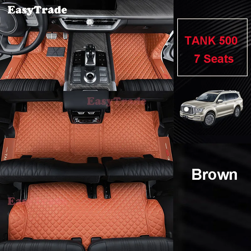 

For GWM WEY TANK 500 2022-2023 7 Seats Leather Car Floor Mats Auto Foot Pads Protector Cover Carpet Anti-dirty Liner Pad