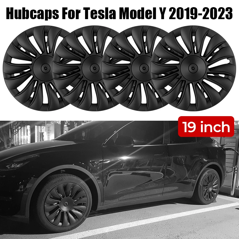 

4pcs/set Full Cover Replacement Wheel Rim Caps Hub Cap 19 Inch For Tesla Model Y 2019-2023 Automotive Hubcap Auto Modification