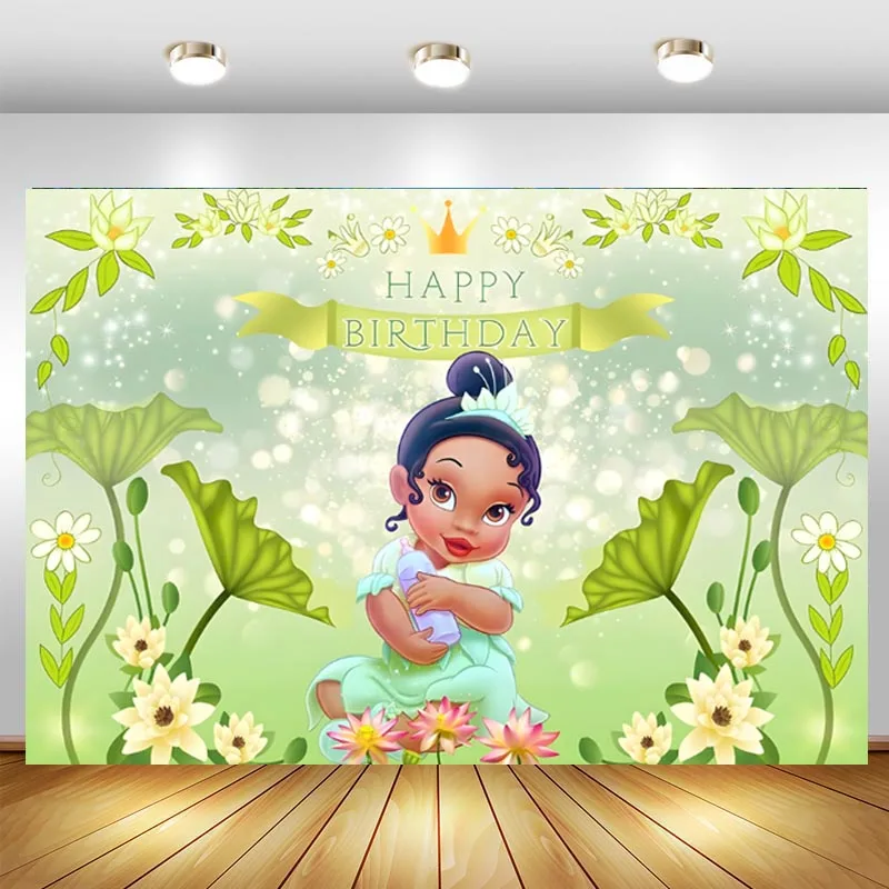 

Disney Baby Tiana Baby Shower Backdrop Girls 1st Birthday Party Banner Princess And Frog Theme Photography Background For Kid