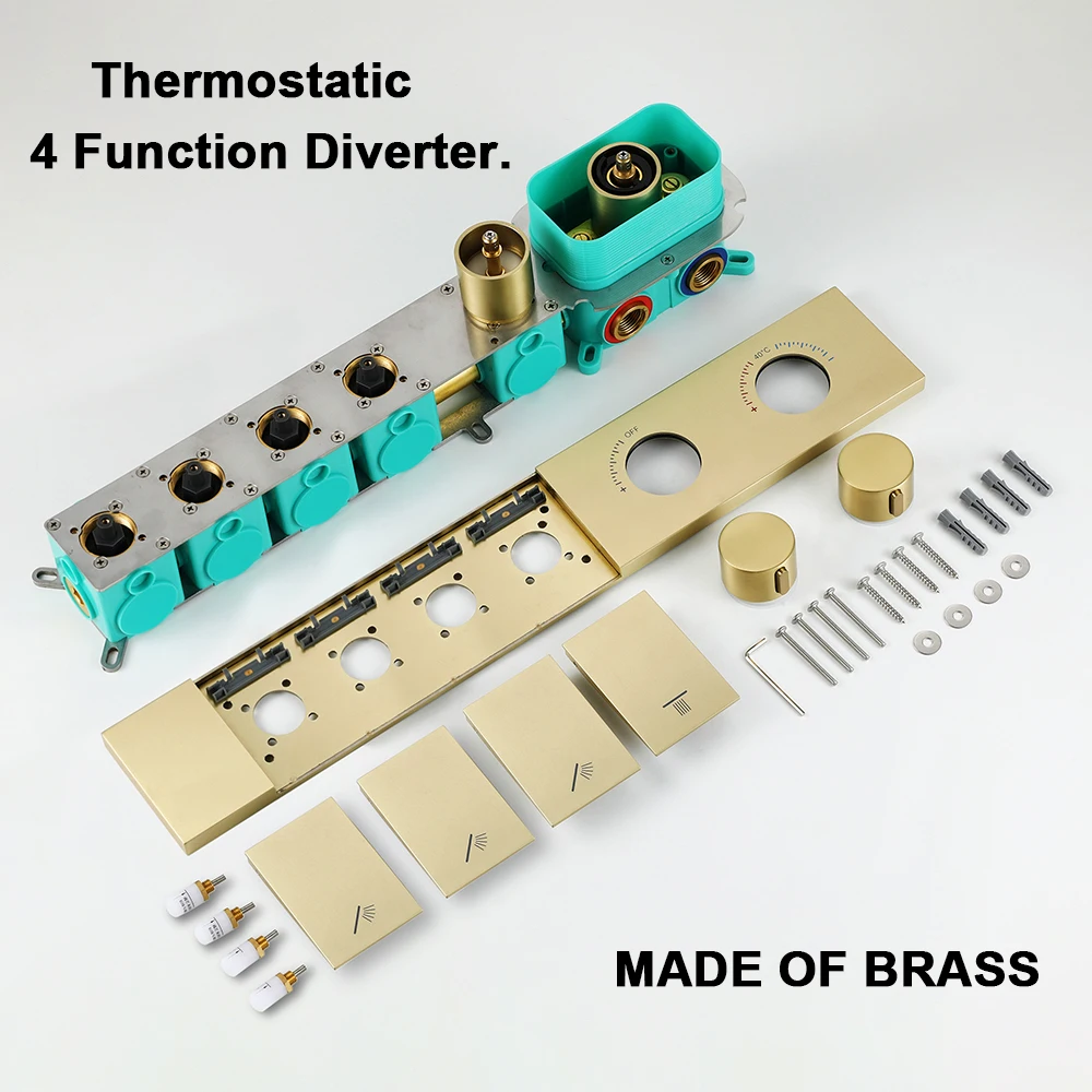 M Boenn Матовая золотая массажная система для душа с скрытым термостатом смеситель