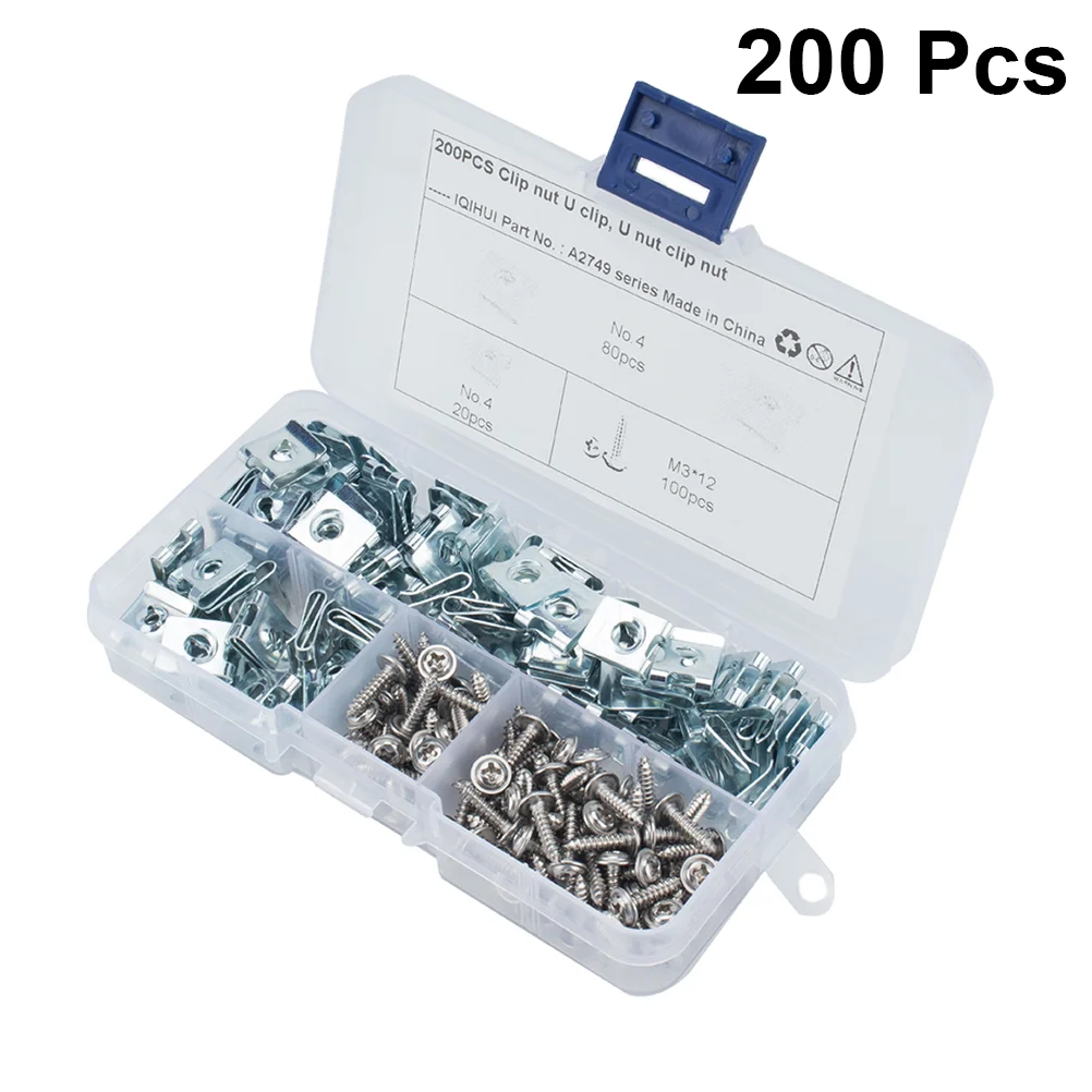 

200 Pcs White Screws Spire U Clip Car Manganese Steel U Nut U Nut Fastener Motorcycle U Nut