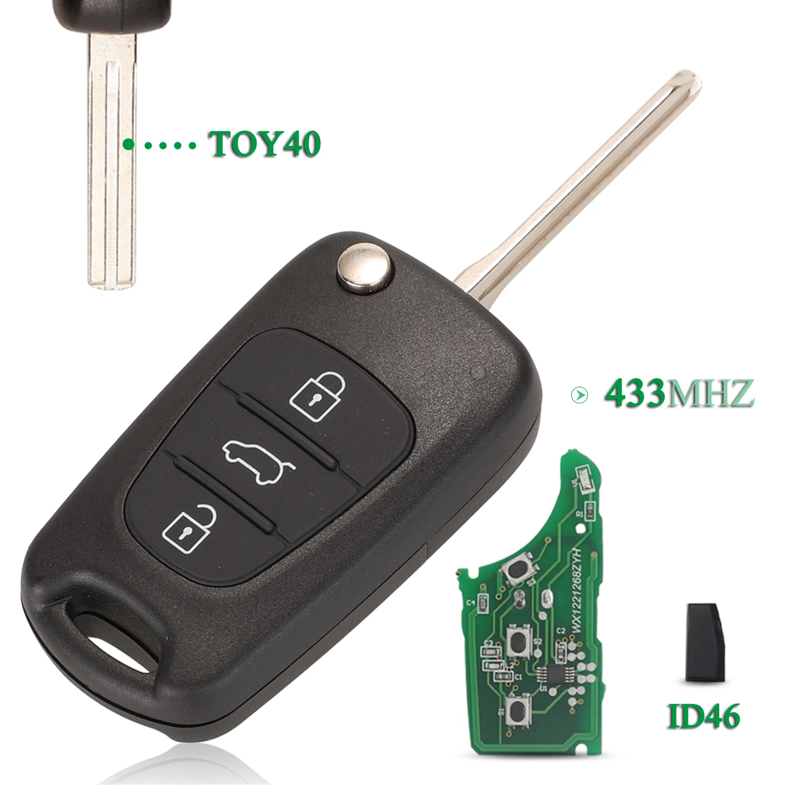 

Jingyuqin 3 кнопки умный дистанционный ключ от автомобиля 433 МГц FSK ID46 чип Fod для Kia Sportage SL для Hundai IX35 i30 2006-2008 замена