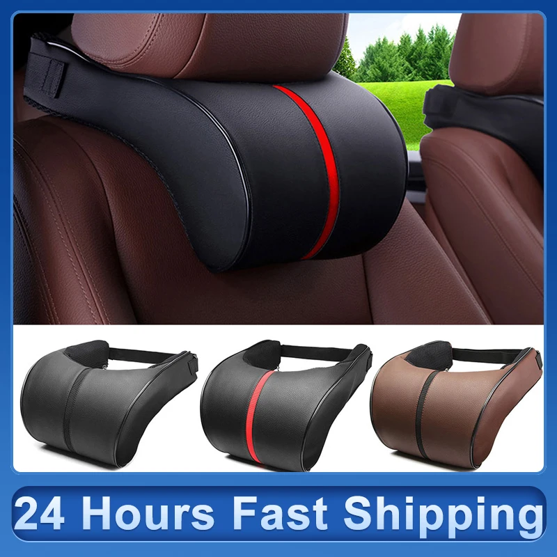 

High-quality PU Leather Auto Car Neck Pillow Memory Foam Pillows Neck Rest Seat Headrest Cushion Pad 3 Colors
