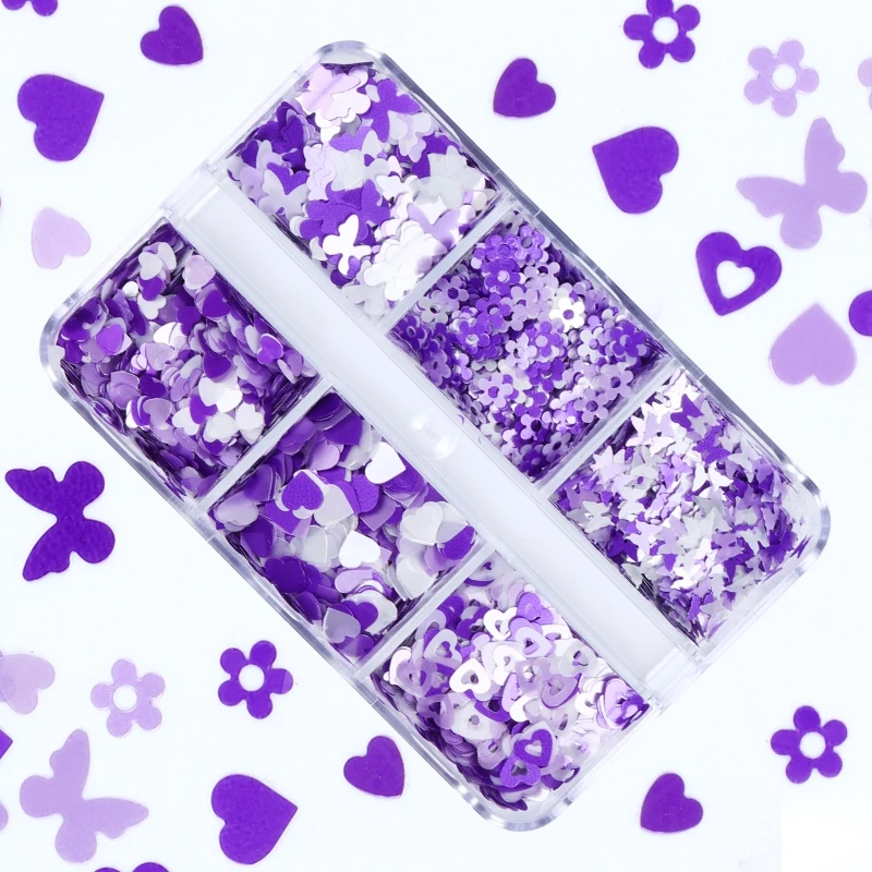 

Purple Butterfly Resin Sequins Keychain Mold Filling Epoxy Resin Molds Jewelry Mix Flower Love Heart Fillers Handmade Making DIY