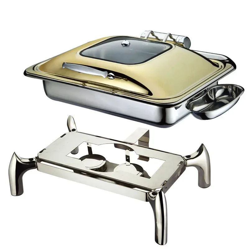 18/18 Gold-plated high-end buffet stove Hotel swing-away electric hot plate stainless steel insulation oven food preservation