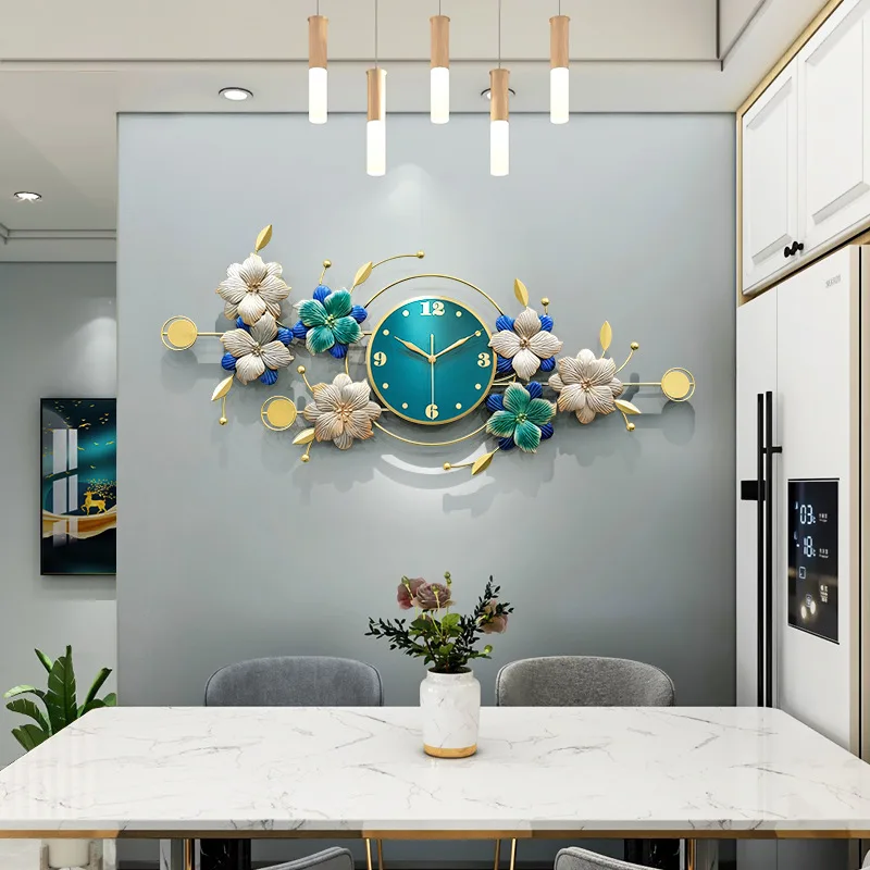 

Creative Luxury Wall Clock Living Room Dining Room Sofa Background Home Wall Decoration Iron solid wood Wall Hanging Large