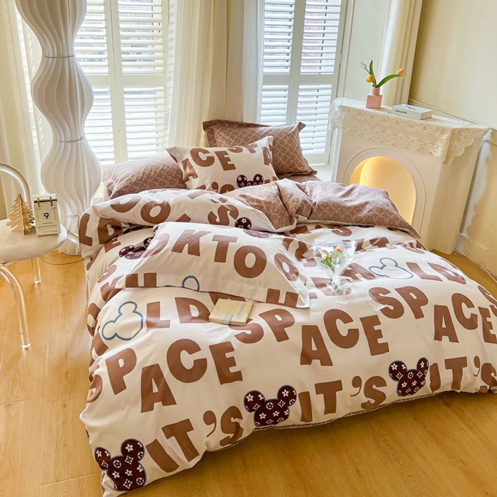 

Весенний Комплект постельного белья, модный мультяшный детский одинарный двойной Королевский размер, простыня, пододеяльник, наволочка, постельное белье, домашний текстиль