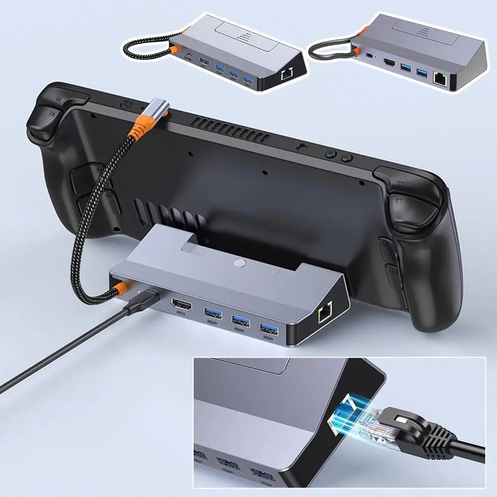 

1Pcs 5 In 1 PD100W For Rog Ally Game Console Base For Steam Deck Charging Handheld USB 3.0 Multifunctional Type C Expansion Dock