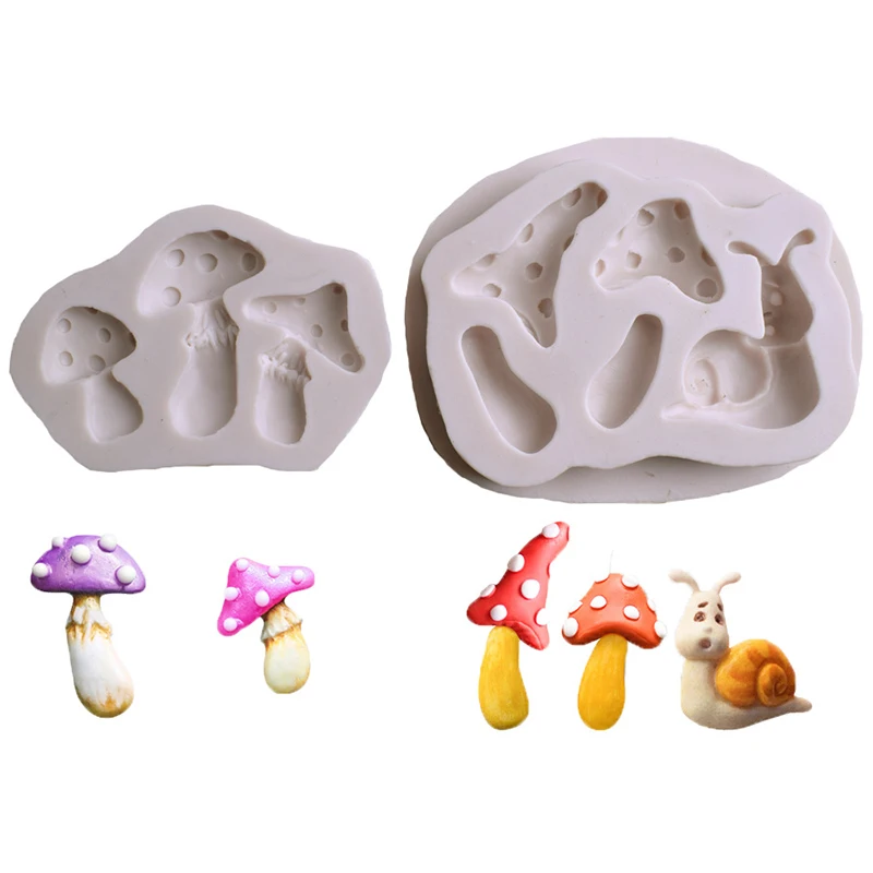 

3D Forest Mushroom And Snails Silicone Mold Fondant Molds Cake Decorating Mould Fairy Garden Home Chocolate Gumpaste Mould