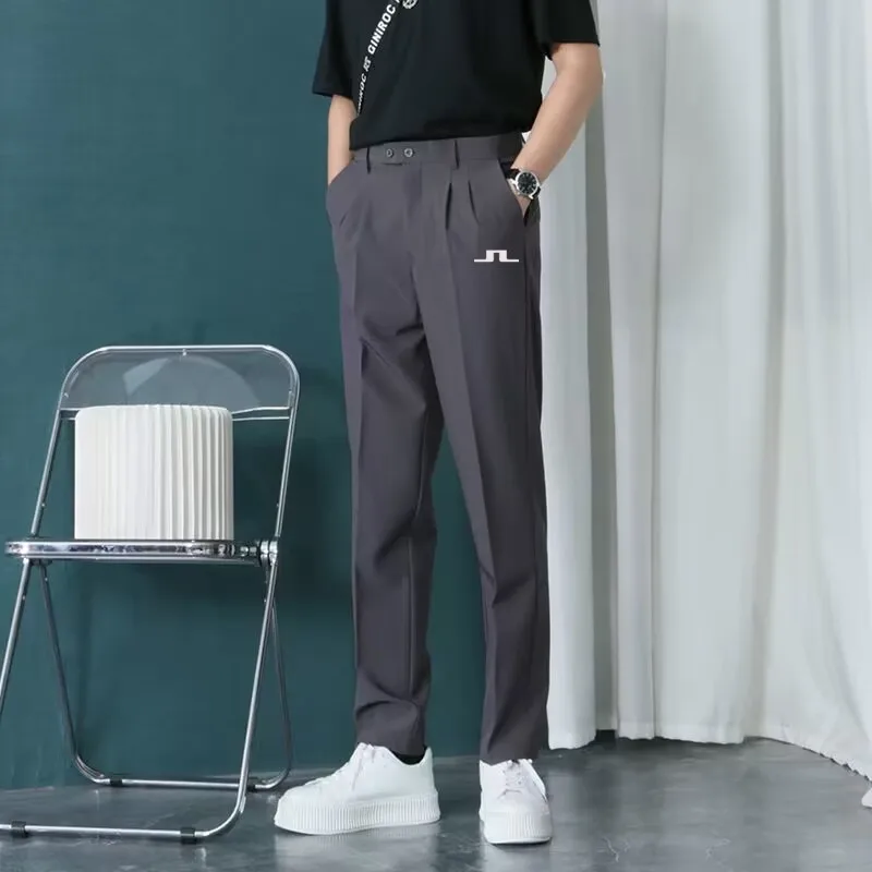 Casual Suit Pants 2023 Men's Summer Thin Straight Trousers Men's Golf Loose Long Trousers