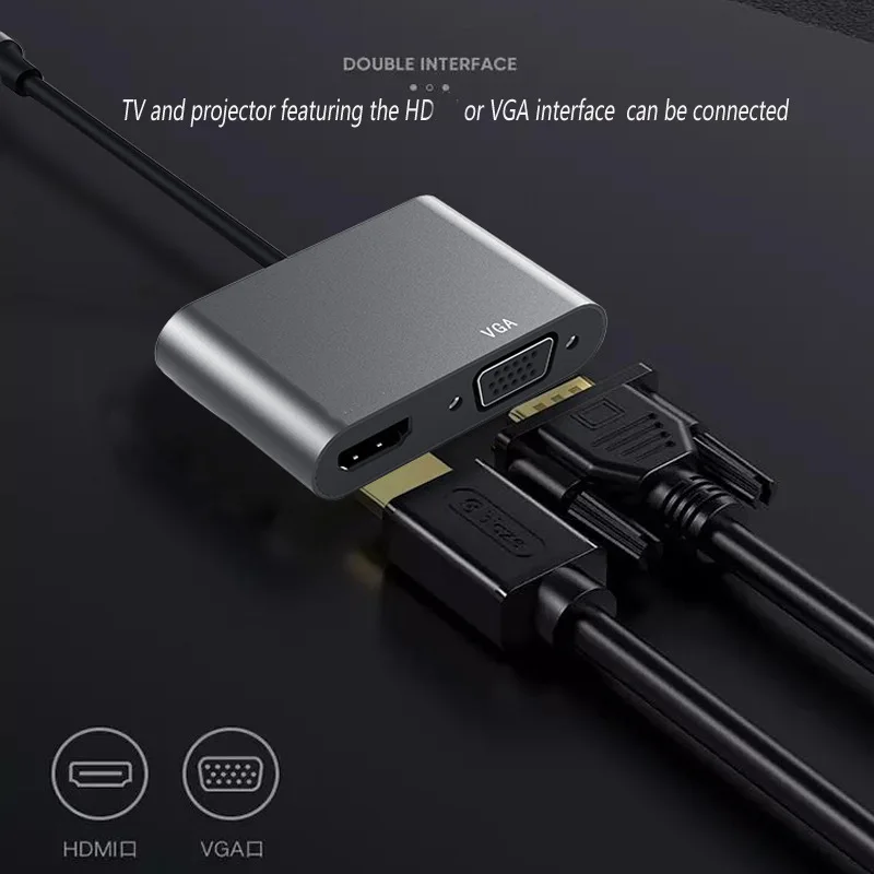 

5 в 1, Usb-адаптер с портом usb-c на VGA