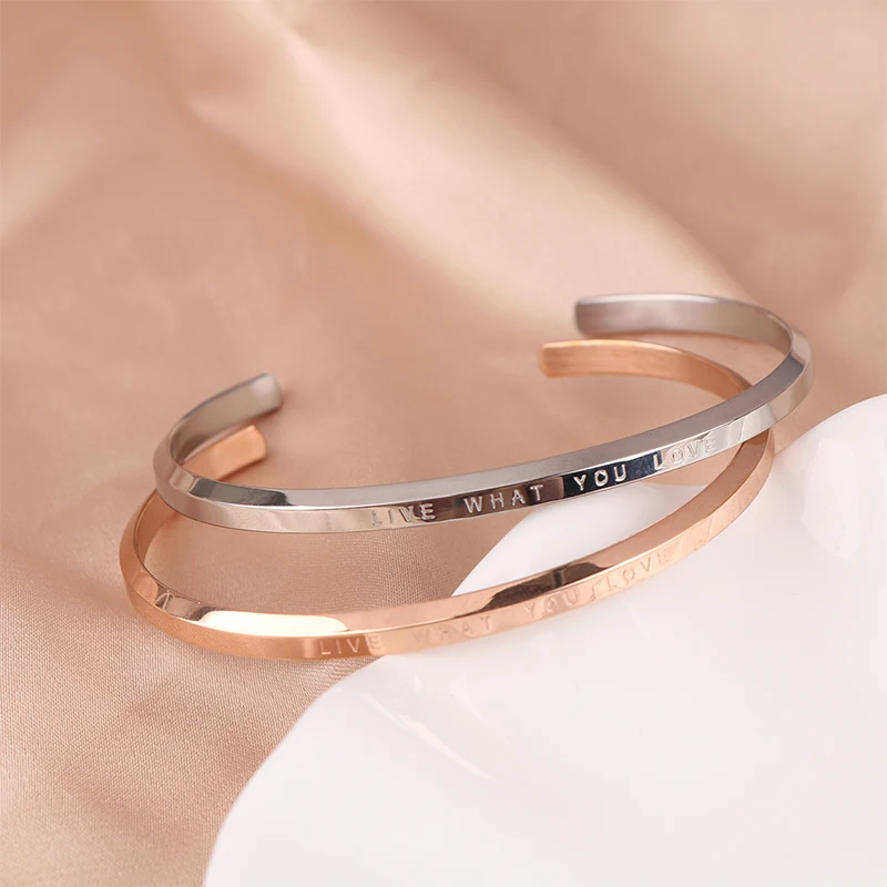 Женский браслет из нержавеющей стали с гравировкой