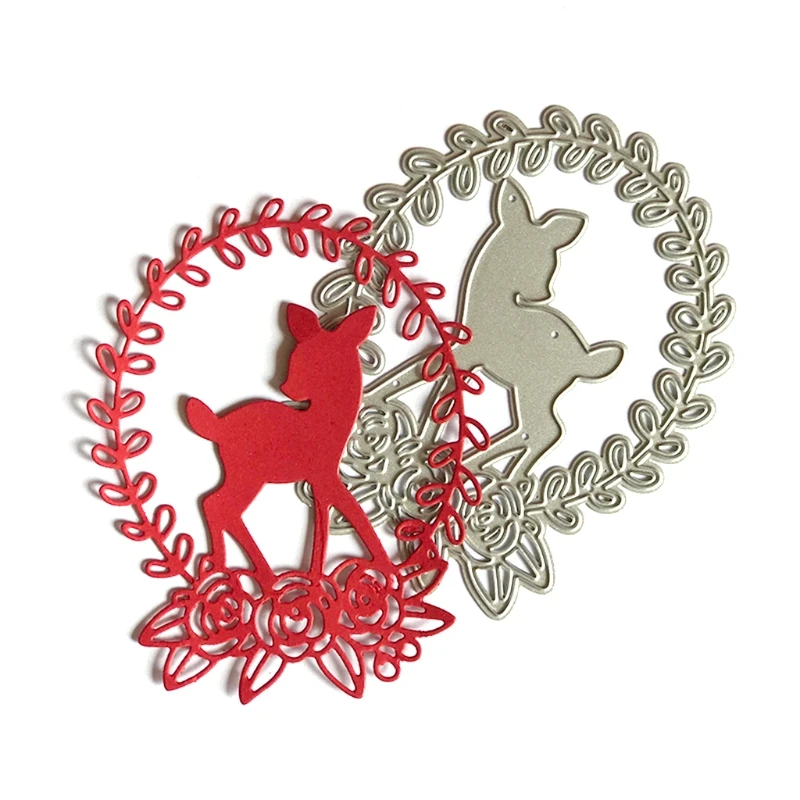 

Christmas Elk Wreath Metal Cutting Dies Stencil DIY Scrapbooking Album Paper Card Template Mold Embossing Craft Decoration