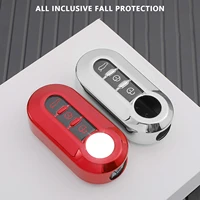 tpu 3 buttons car flip key case full cover for fiat 500 ducato panda 500l punto lancia musa kuvi key shell protecor accessories