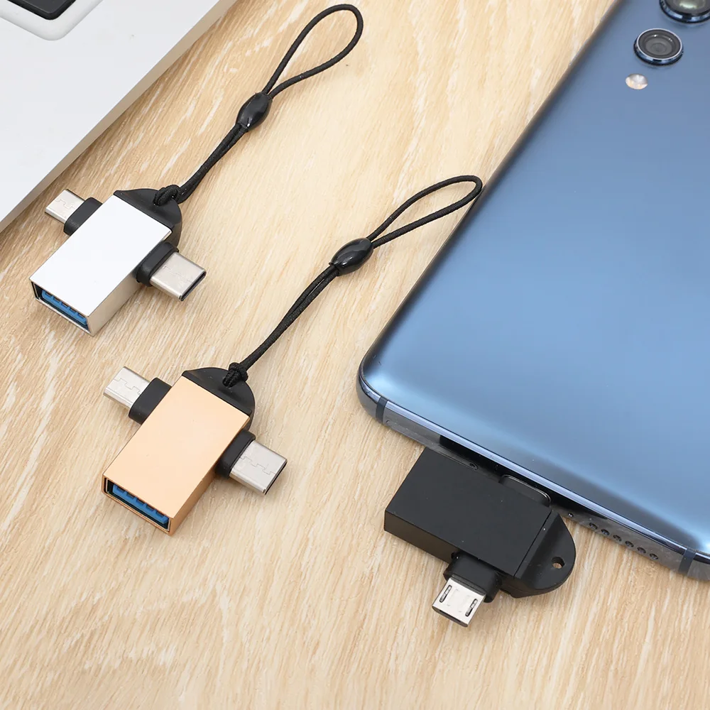 Адаптер OTG 2 в 1 переходник с USB 3 0 мама на Micro Type C папа адаптер для синхронизации