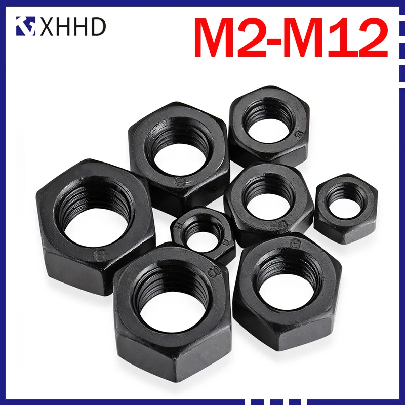 

Шестигранная гайка с метрической резьбой Шестигранная гайка аппаратные средства M2 M2.5 M3 M4 M5 M6 M8 M10 M12 черный Сталь