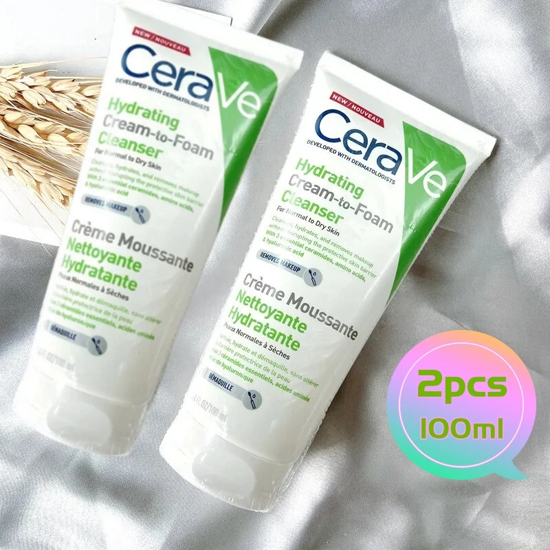 

2pcs CeraVe Hydrating Facial Cleanser Repair Sensitive Skin Moisturizing No Foaming Gentle Cleaning Non-Drying Beauty 100ml