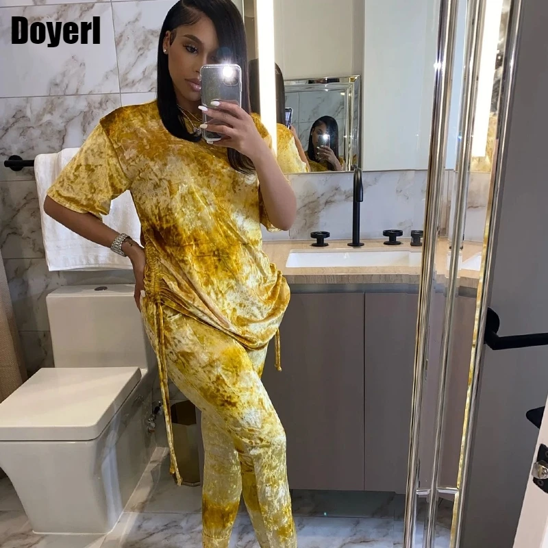 Женский Бархатный спортивный костюм повседневный комплект из двух предметов: