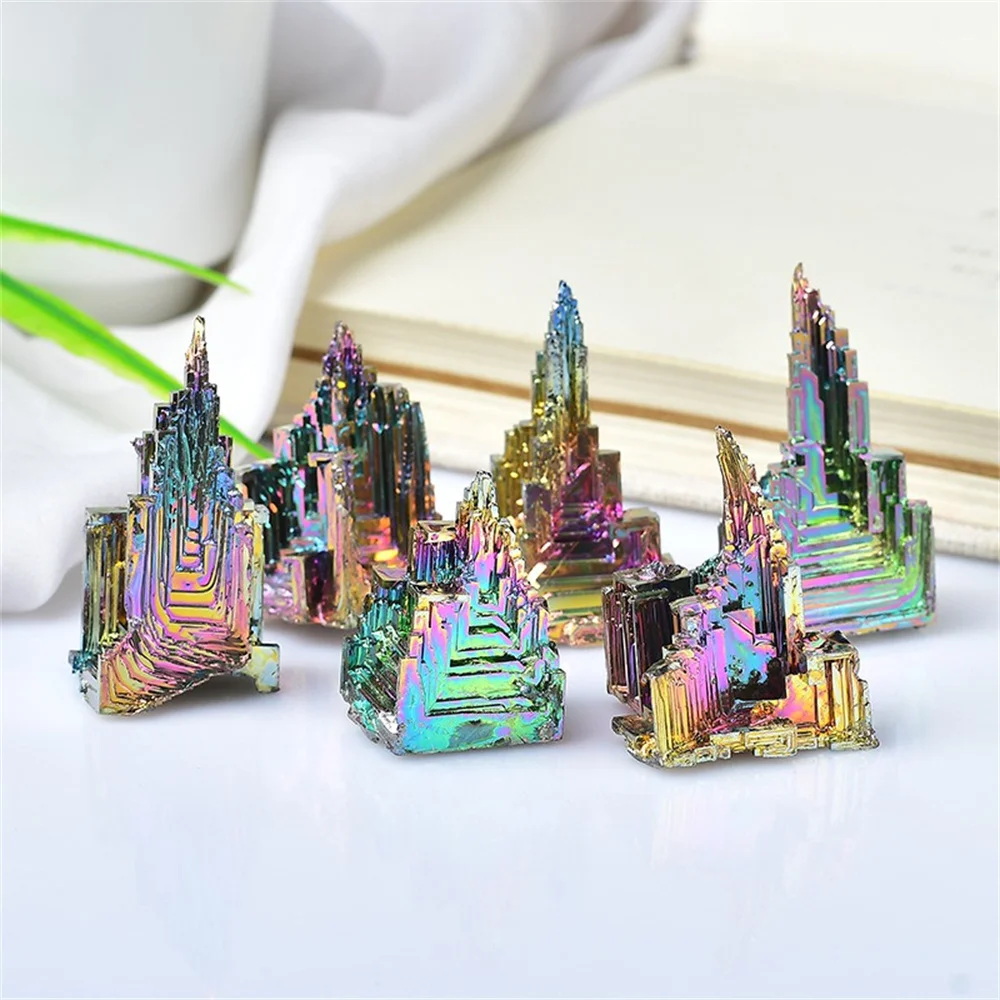 

Bismuth Tower Metal Mineral Pyramid Stones Gemstone Reiki Healing Stone Meditation Collection Home Decor Natural Crystals