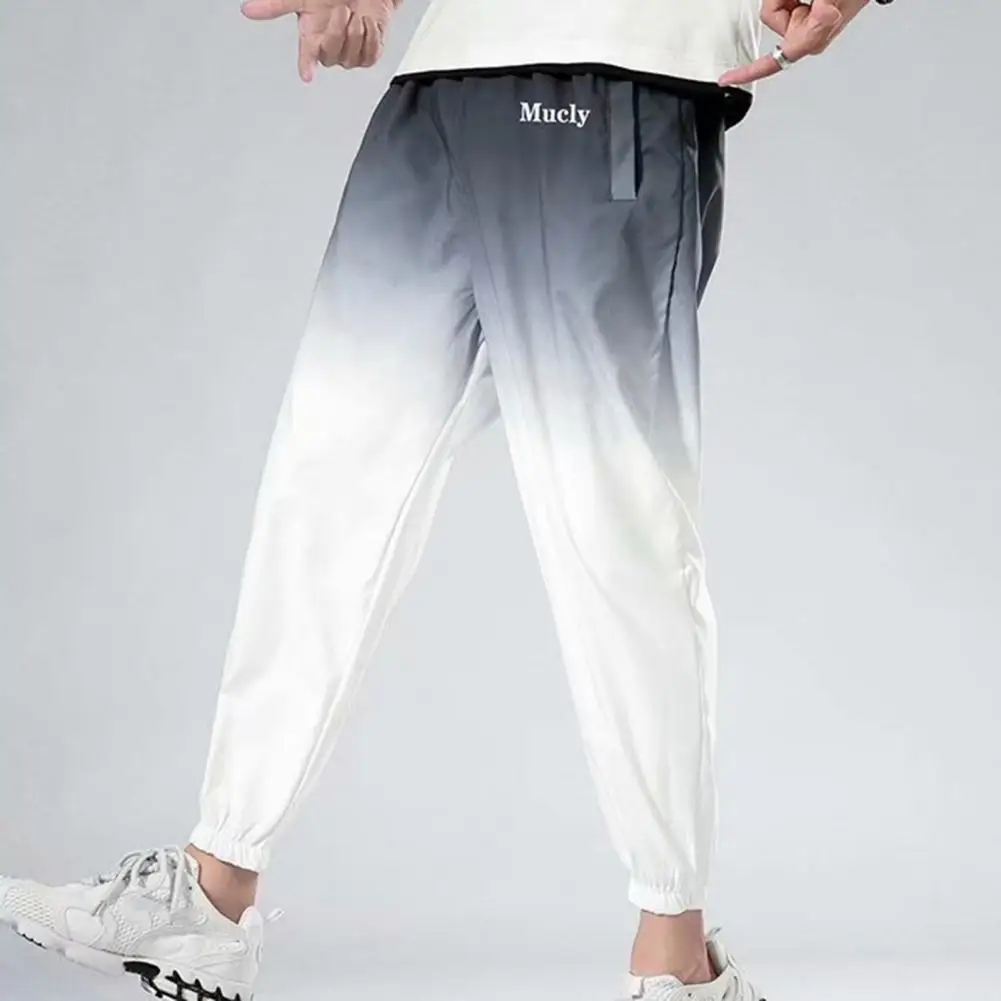 

Ankle Length Chic Ankle-banded Stretchy Waist Men Sweatpants Long Men Harem Trousers Lightweight Male Clothes