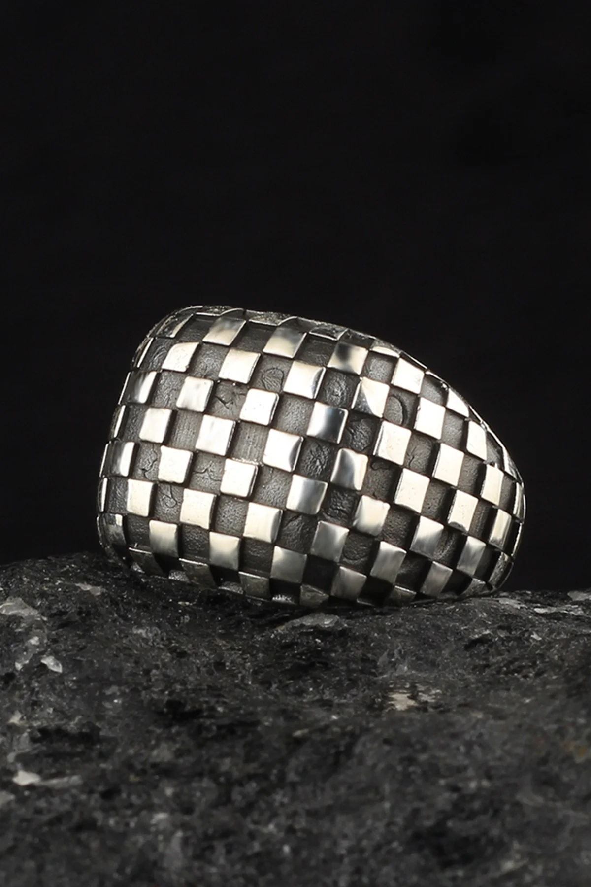 

Шахматная модель стандартное серебряное мужское кольцо