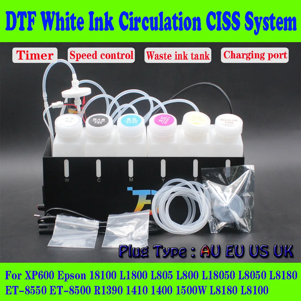 L18050 DTF Модифицированный комплект циркуляции белых чернил СНПЧ DIY для Epson L1800 L800 L805