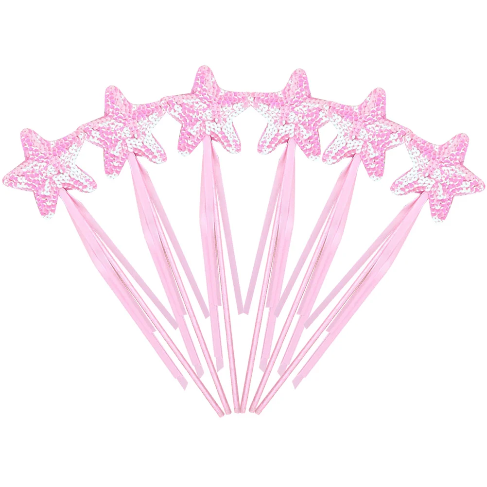 

6 Pcs Sequin Wand Kids Toys Sequins Star Fairy Wands Heart Cosplay Props Plastic Angel Child Girls