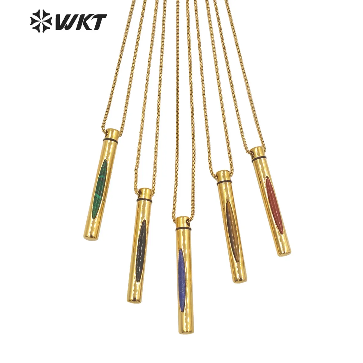 WT-N1371  WKT 2022 fashion style Natural colorful gemstones gold-plate necklace for wedding necklace for party perfume bottle