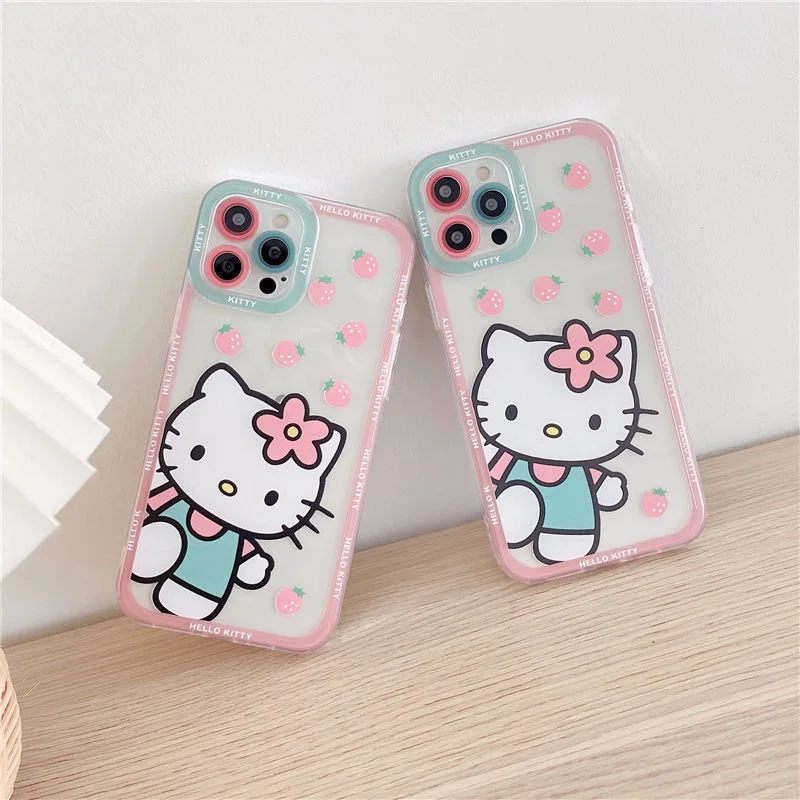 

Cute Sanrio Hello Kitty kuromi Melody Transparent Phone Case For iPhone 14 13 12 11 Pro Max Mini XR XS 8 7 Soft Protective Cover