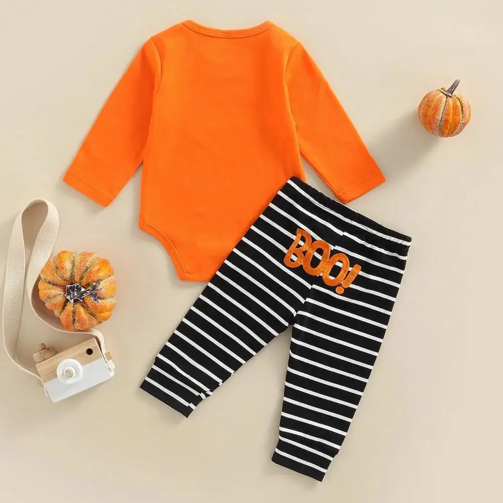 

1 Set Long Sleeve Cotton Decorative Toddler Cartoon Ghost Print Clothes with Pants Set Halloween Suit Party Supplies
