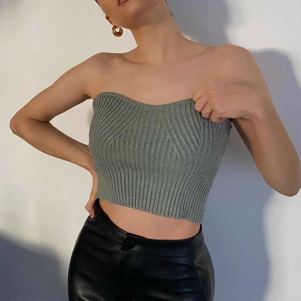 

ZATRHMBM 2022 женский весенне-летний новый уличный модный трехцветный трикотажный топ-труба короткий топ