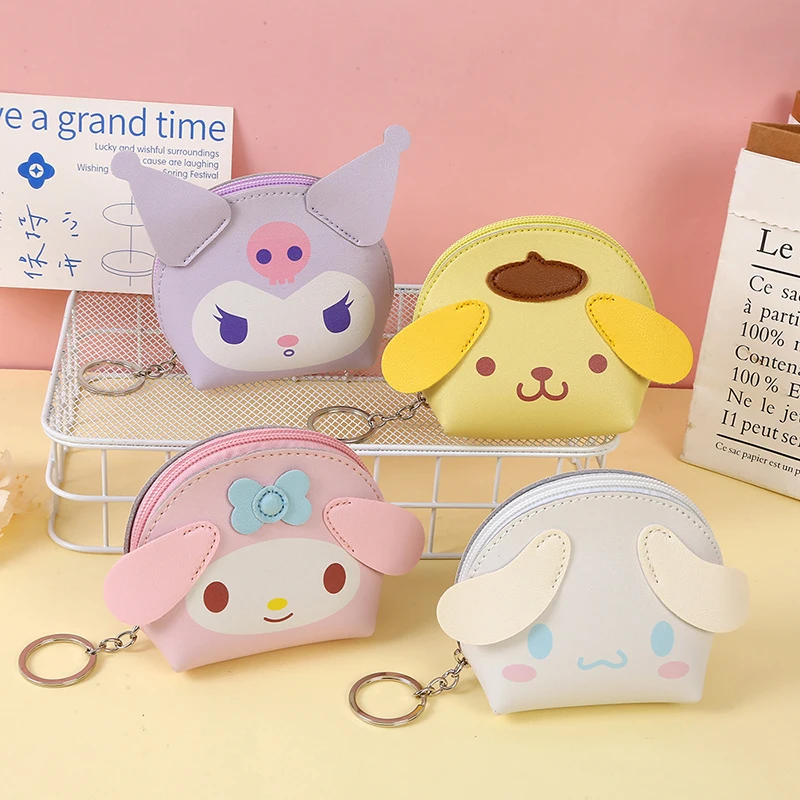 

New Fashion Coin Purse Kawaii Sanrio Anime Cinnamoroll Melody Kuromi Cartoon Card Bag Key Case Earphone Storage Bags Kids Wallet