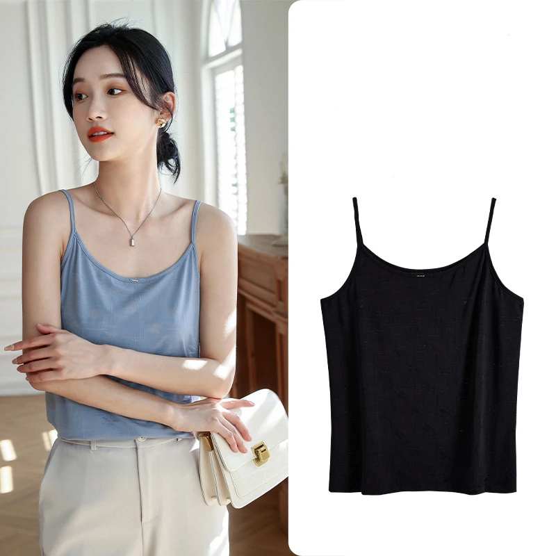 

Short Camisole Vest Women's Slim Fit Slim Sleeveless Shirt Girl Black Vest in Spring and Summer Women T-shirt