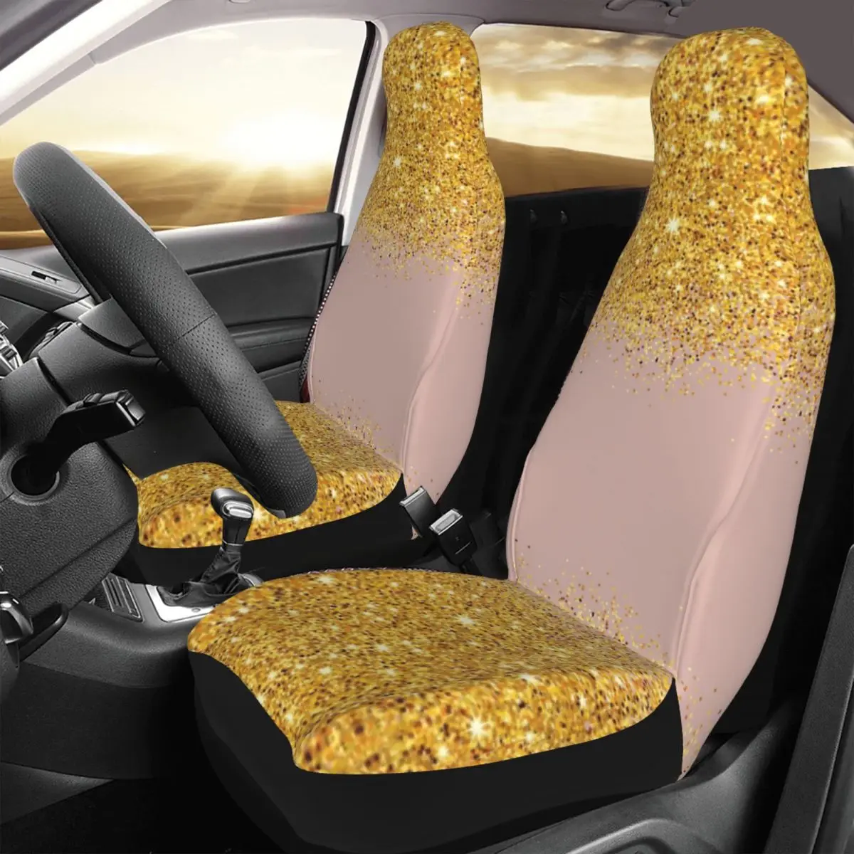 

Rose Gold Glitter Universal Car Seat Cover Auto Interior Travel Car Seat Cushion Fiber Hunting