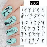 2 sheets 3d plant colors block sexy body shadow various facshion designs adhesive nail art stickers decals manicure supplier tip
