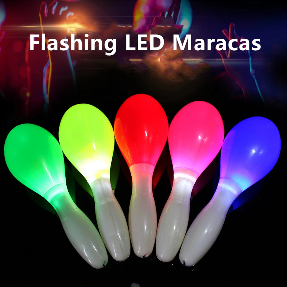 

LED Maracas Flashing Light Lamp Sensory Glowing Sand Hammer Toys 3 Pattern Music Learning Instruments For Children Random Colo