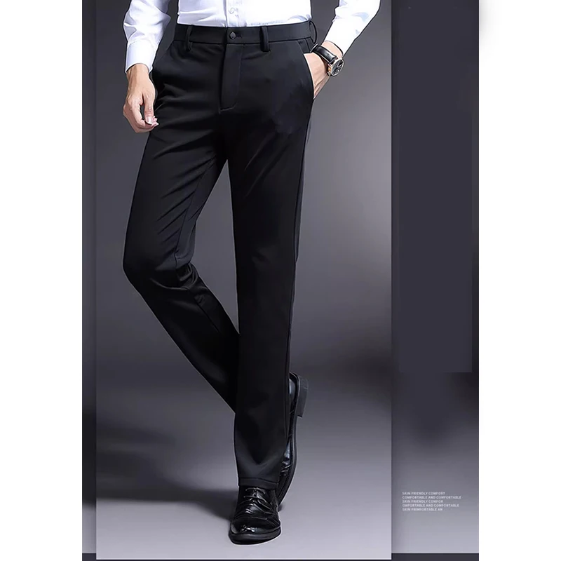 Men's straight leg loose fitting trousers with 8 pants business professional formal wear Korean version slim fit fashion brand